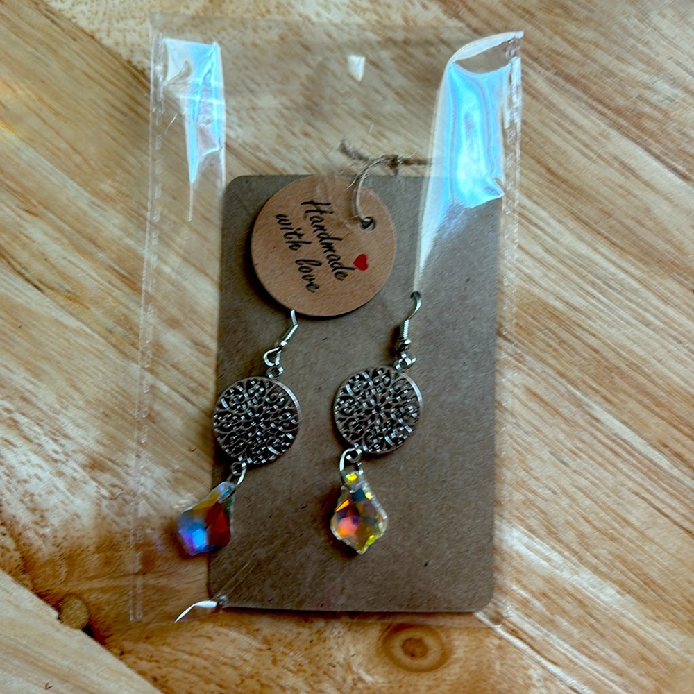 Handmade silver/crystal earrings